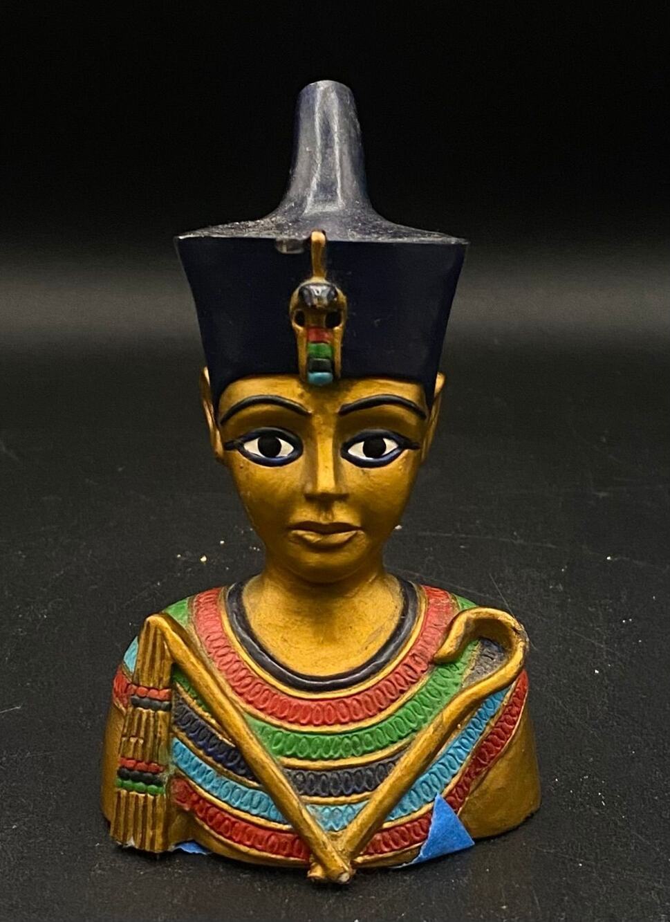 Vintage Egyptian Pharaoh Bust Figurine Tutankhamun Style Mini Statue Egypt Decor